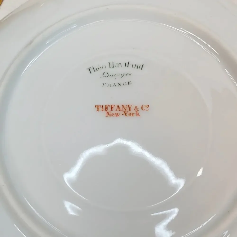 Antique Tiffany & Co NY Theodore Haviland Limoges Porcelain Bouillon Cups Saucer